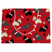 Scottish Terrier Paws and Bones Red Große Geschenktüte (Vorderseite)