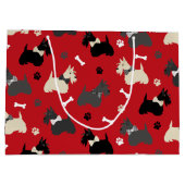 Scottish Terrier Paws and Bones Red Große Geschenktüte (Rückseite)