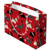 Scottish Terrier Paws and Bones Red Große Geschenktüte (Rückseite Schrägansicht)