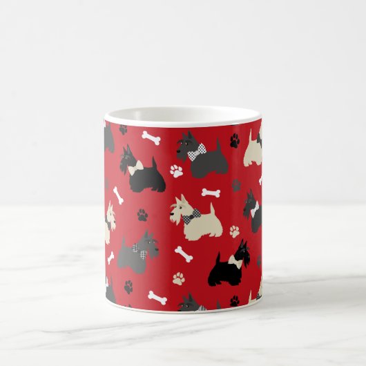 Scottish Terrier Paws and Bones Red Kaffeetasse (Mittel)
