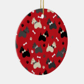 Scottish Terrier Paws and Bones Red Keramik Ornament (Rechts)