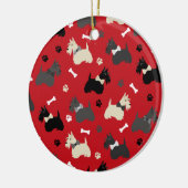 Scottish Terrier Paws and Bones Red Keramik Ornament (Links)