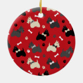 Scottish Terrier Paws and Bones Red Keramik Ornament (Hinten)