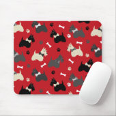 Scottish Terrier Paws and Bones Red Mousepad (Mit Mouse)