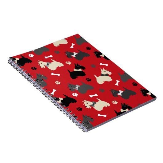 Scottish Terrier Paws and Bones Red Notizblock (Rechte Seite)
