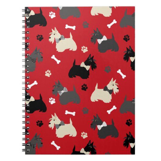 Scottish Terrier Paws and Bones Red Notizblock (Vorderseite)