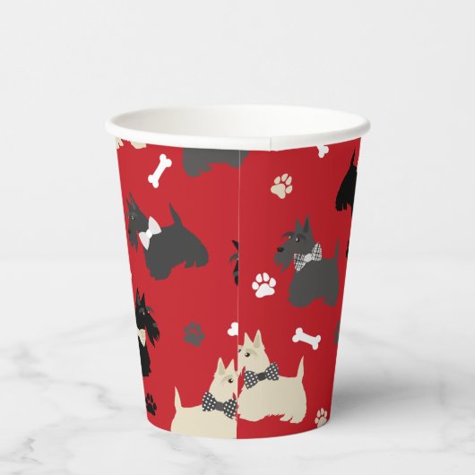 Scottish Terrier Paws and Bones Red Pappbecher (Rechts)