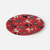 Scottish Terrier Paws and Bones Red Pappteller (Schrägansicht)