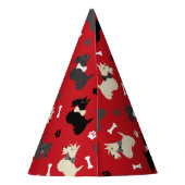 Scottish Terrier Paws and Bones Red Partyhütchen (Rückseite)