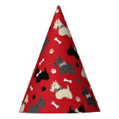 Scottish Terrier Paws and Bones Red Partyhütchen (Vorderseite)