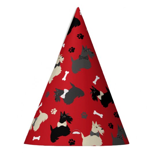 Scottish Terrier Paws and Bones Red Partyhütchen (Links)