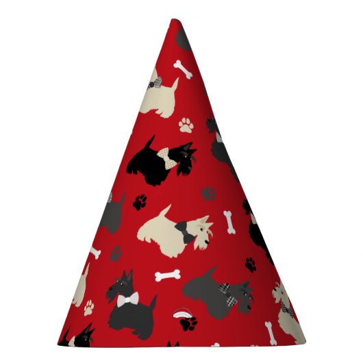 Scottish Terrier Paws and Bones Red Partyhütchen (Rechts)