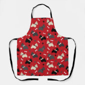 Scottish Terrier Paws and Bones Red Schürze (Vorderseite)