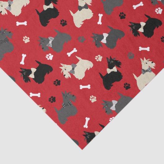 Scottish Terrier Paws and Bones Red Seidenpapier (Ausschnitt)