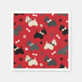 Scottish Terrier Paws and Bones Red Serviette (Vorderseite)