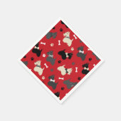 Scottish Terrier Paws and Bones Red Serviette (Ecke)