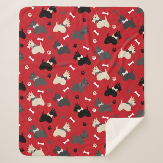 Scottish Terrier Paws and Bones Red Sherpadecke (Vorderseite)