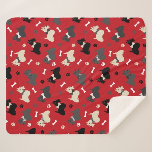 Scottish Terrier Paws and Bones Red Sherpadecke (Vorderseite (Horizontal))