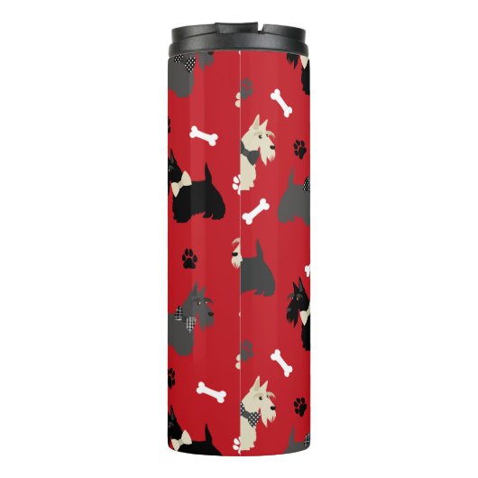 Scottish Terrier Paws and Bones Red Thermosbecher (Rückseite)