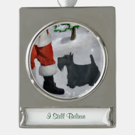 Scottish Terrier Personalisiert Christmas Banner-Ornament Silber