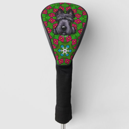 Scottish Terrier Poppies Golf Headcover (Vorderseite)