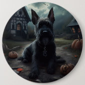 Scottish Terrier Pumpkins Halloween Beängstigend Button (Vorderseite)