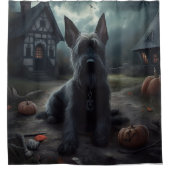 Scottish Terrier Pumpkins Halloween Beängstigend Duschvorhang (Vorderseite)