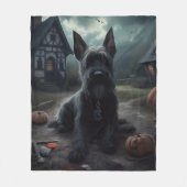 Scottish Terrier Pumpkins Halloween Beängstigend Fleecedecke (Vorderseite)