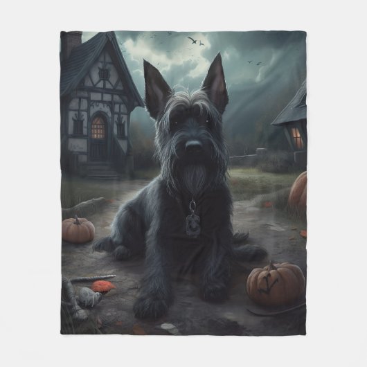 Scottish Terrier Pumpkins Halloween Beängstigend Fleecedecke (Vorderseite)