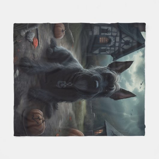 Scottish Terrier Pumpkins Halloween Beängstigend Fleecedecke (Vorderseite (Horizontal))