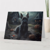 Scottish Terrier Pumpkins Halloween Beängstigend Karte (Vorderseite)