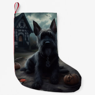 Scottish Terrier Pumpkins Halloween Beängstigend Kleiner Weihnachtsstrumpf