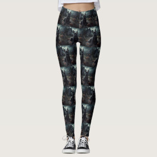 Scottish Terrier Pumpkins Halloween Beängstigend Leggings