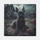 Scottish Terrier Pumpkins Halloween Beängstigend Magnet (Vorne)