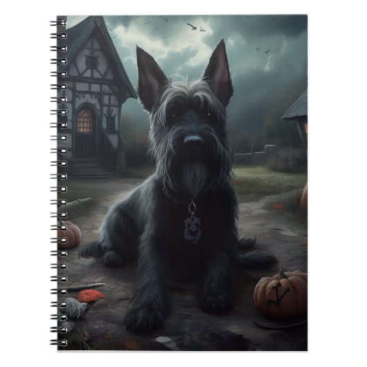 Scottish Terrier Pumpkins Halloween Beängstigend Notizblock (Vorderseite)