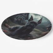 Scottish Terrier Pumpkins Halloween Beängstigend Pappteller (Schrägansicht)