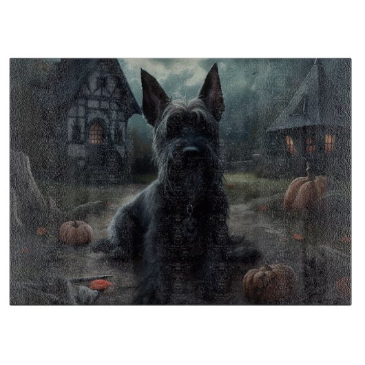 Scottish Terrier Pumpkins Halloween Beängstigend Schneidebrett (Vorderseite)