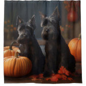 Scottish Terrier Puppy Autumn Delight Pumpkin Duschvorhang (Vorderseite)