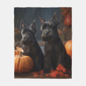 Scottish Terrier Puppy Autumn Delight Pumpkin Fleecedecke (Vorderseite)