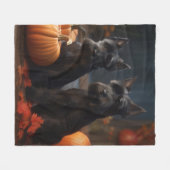 Scottish Terrier Puppy Autumn Delight Pumpkin Fleecedecke (Vorderseite (Horizontal))