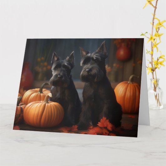 Scottish Terrier Puppy Autumn Delight Pumpkin Karte (Gelbe Blume)