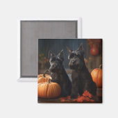 Scottish Terrier Puppy Autumn Delight Pumpkin Magnet (Vorderseite/Rückseite)