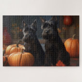 Scottish Terrier Puppy Autumn Delight Pumpkin Puzzle (Horizontal)
