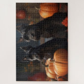 Scottish Terrier Puppy Autumn Delight Pumpkin Puzzle (Vertikal)