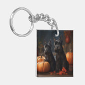 Scottish Terrier Puppy Autumn Delight Pumpkin Schlüsselanhänger (Vorderseite links)