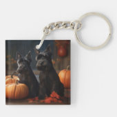 Scottish Terrier Puppy Autumn Delight Pumpkin Schlüsselanhänger (Rückseite)