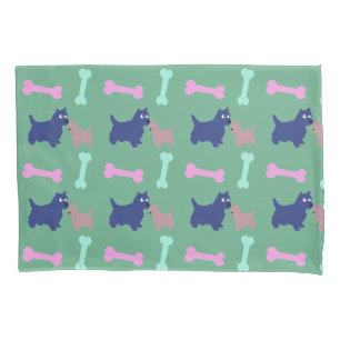 Scottish Terrier Puppy Bones Light Green Kissen C Kissenbezug