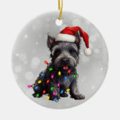 Scottish Terrier Puppy Christmas Lights Keramik Ornament (Vorne)