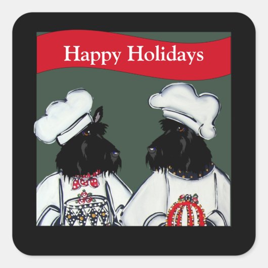 Scottish Terrier Quadratischer Aufkleber (Vorderseite)