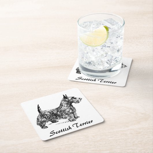 Scottish Terrier Rechteckiger Pappuntersetzer (Vor Ort)